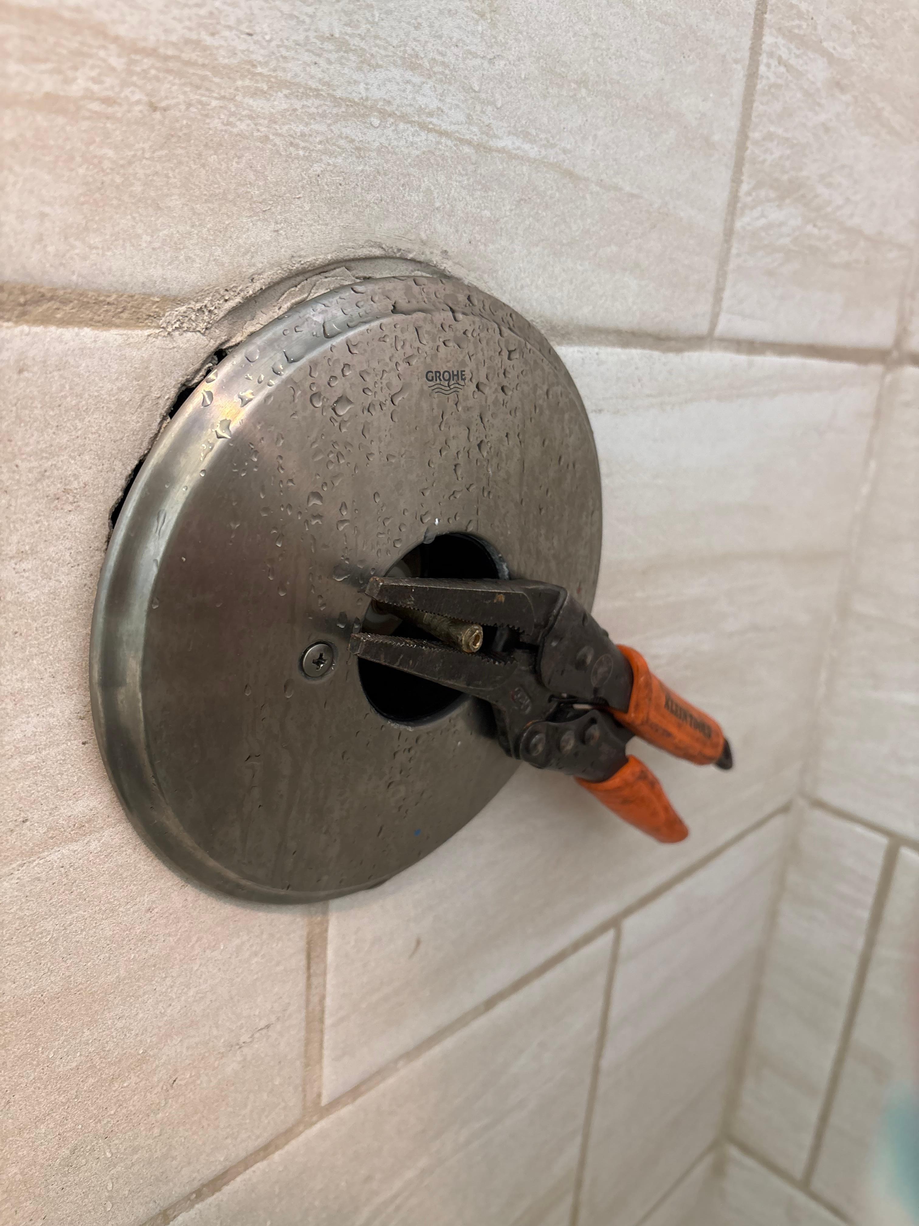 Upstairs shower handle