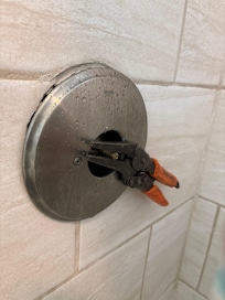 Upstairs shower handle