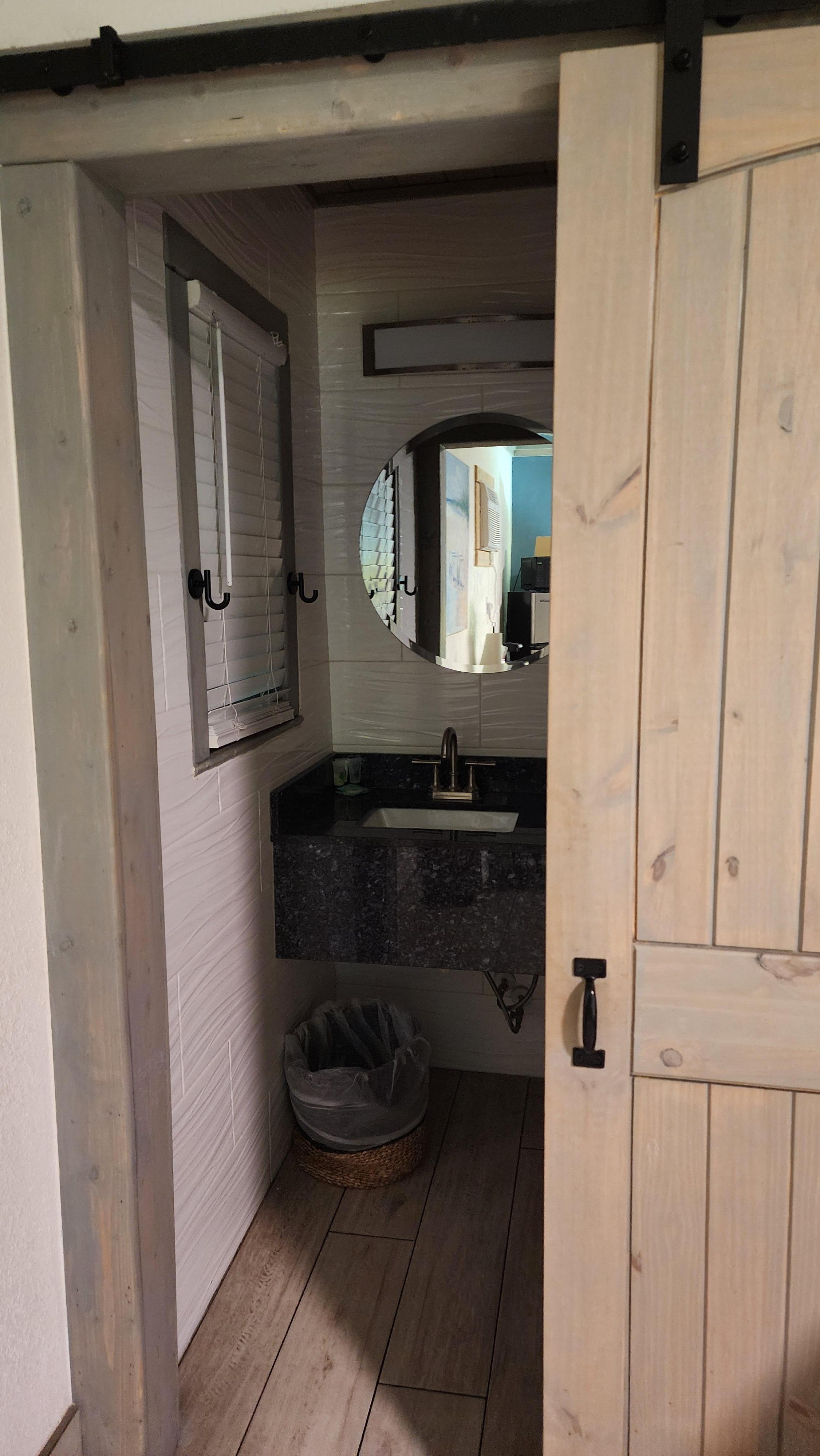 Bathroom with barn door