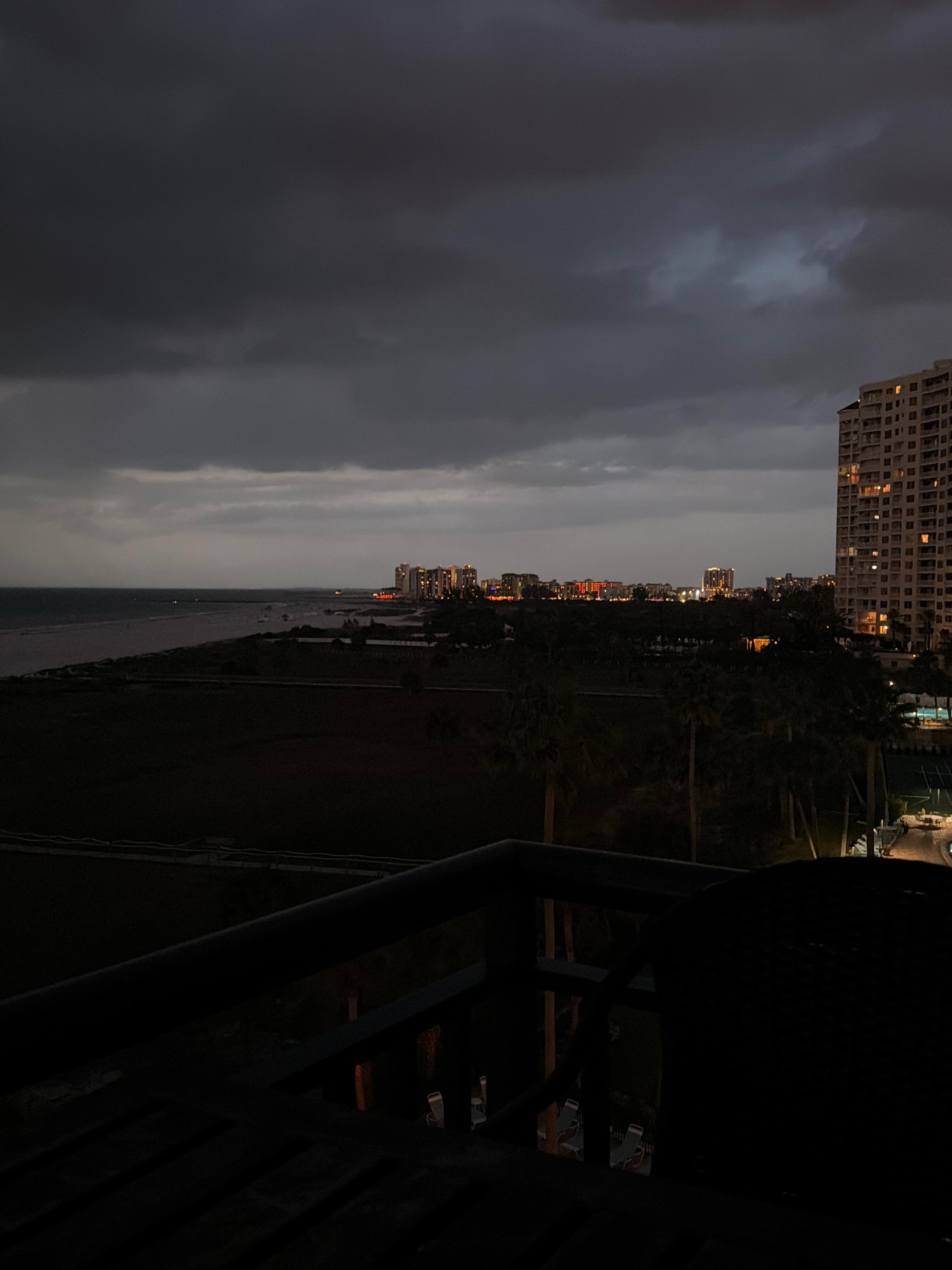 Evening view from the balcony showing Clearwater 