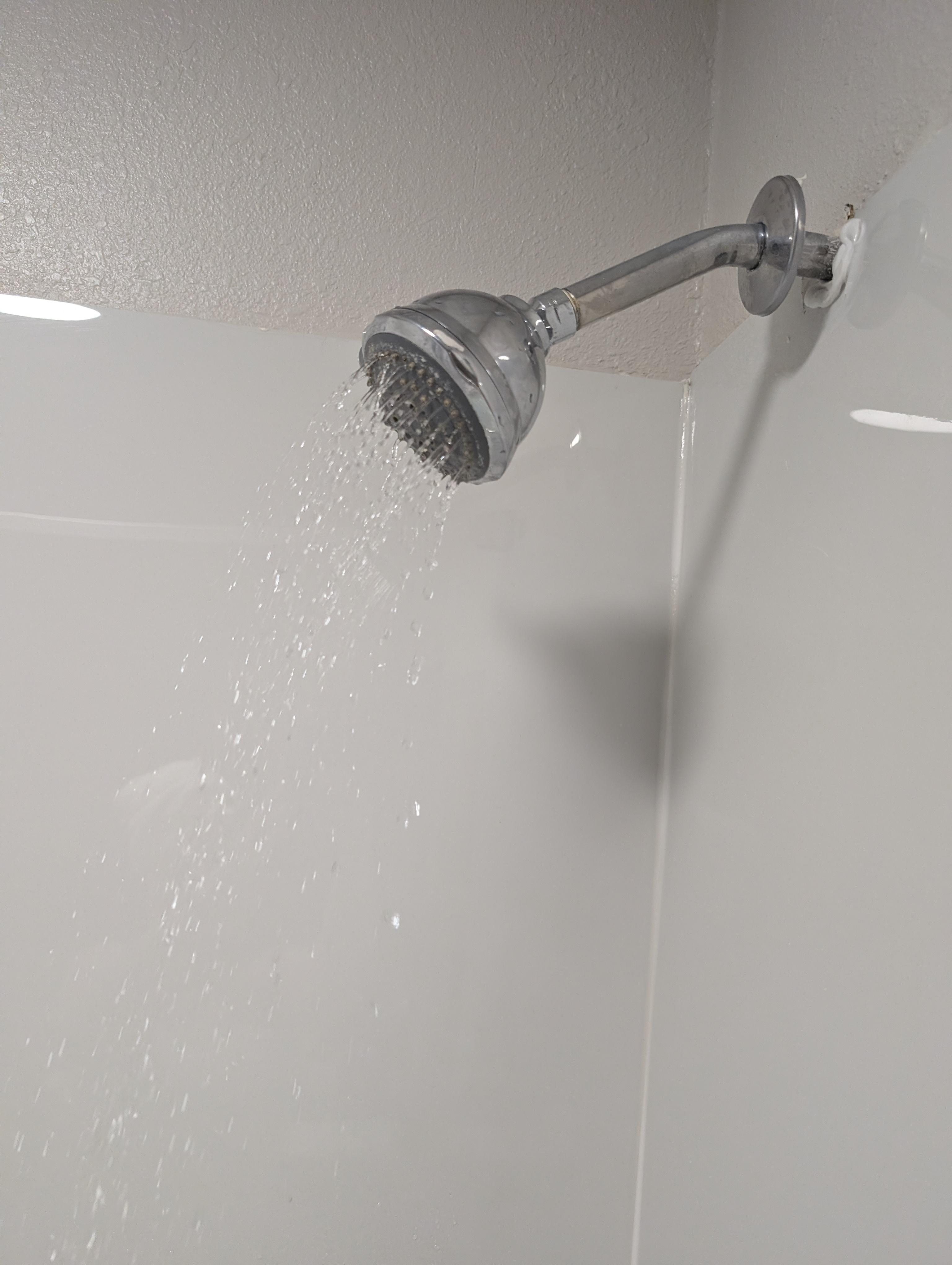 The shower was a trickle. It would take me a week to wash my hair with this little bit of water