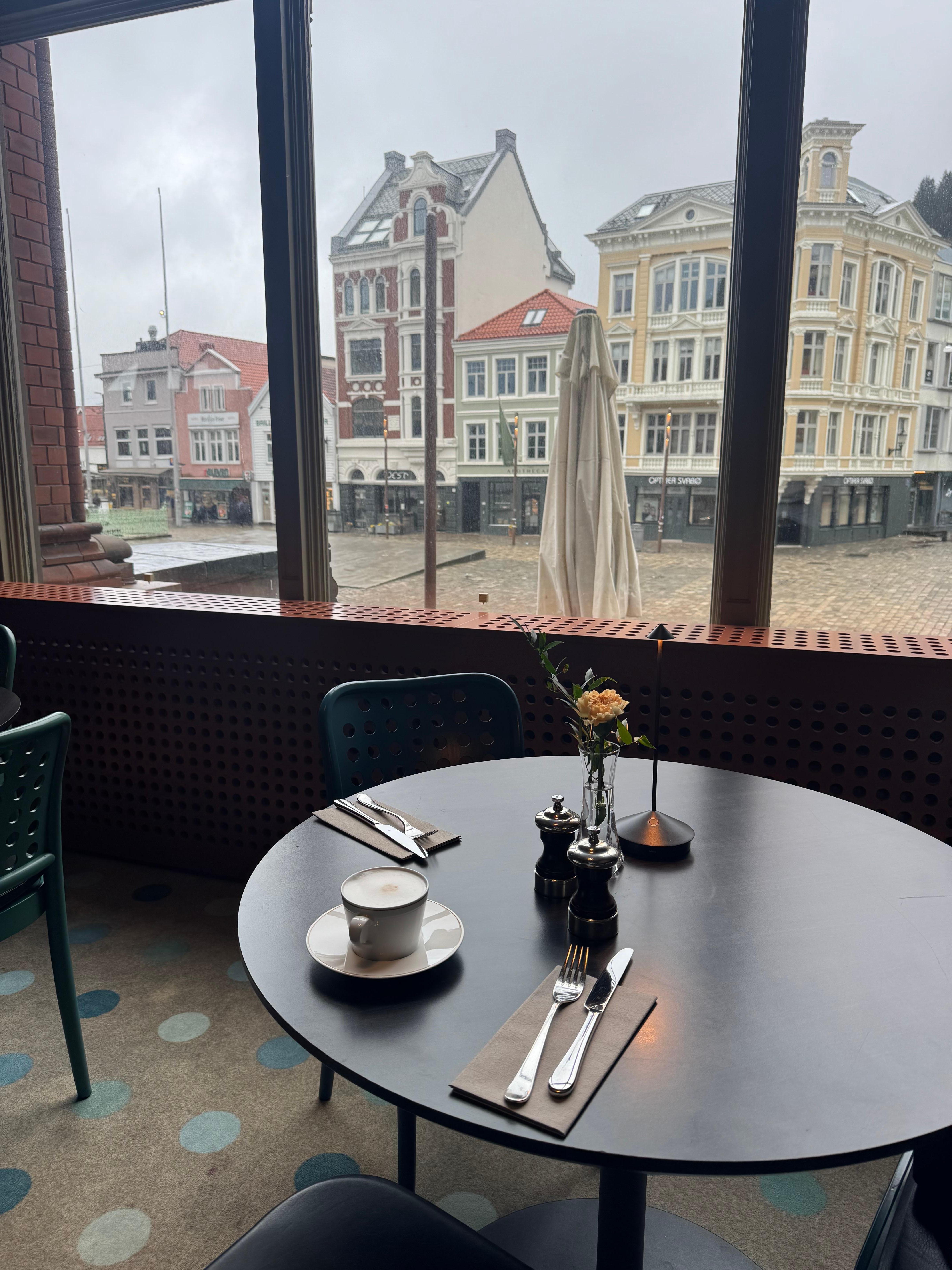 Gorgeous view of the courtyards and street from the dining area (chose a window seat every time for breakfast).