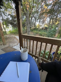 Cabin porch tea time