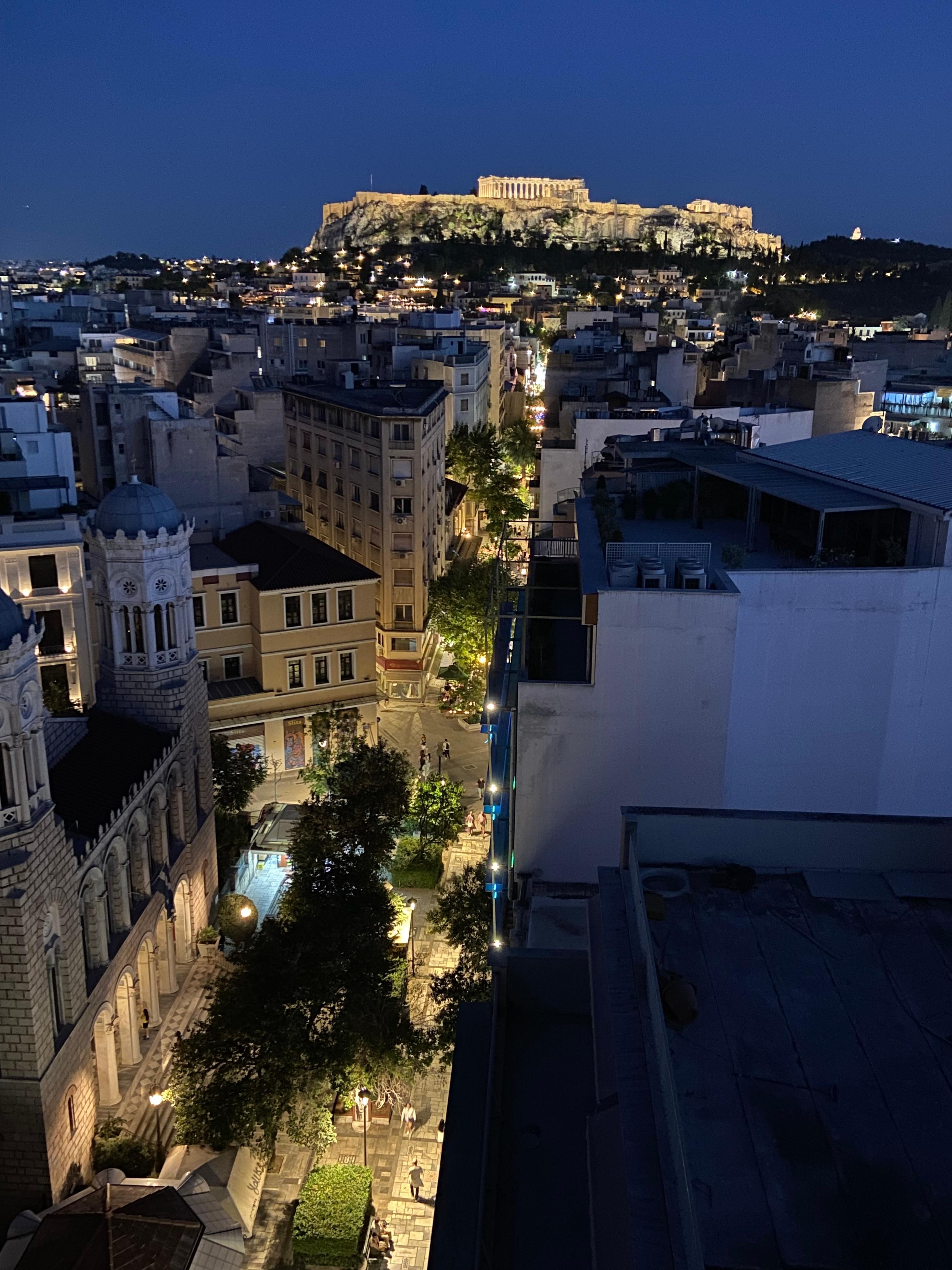 View from rooftop restaurant.