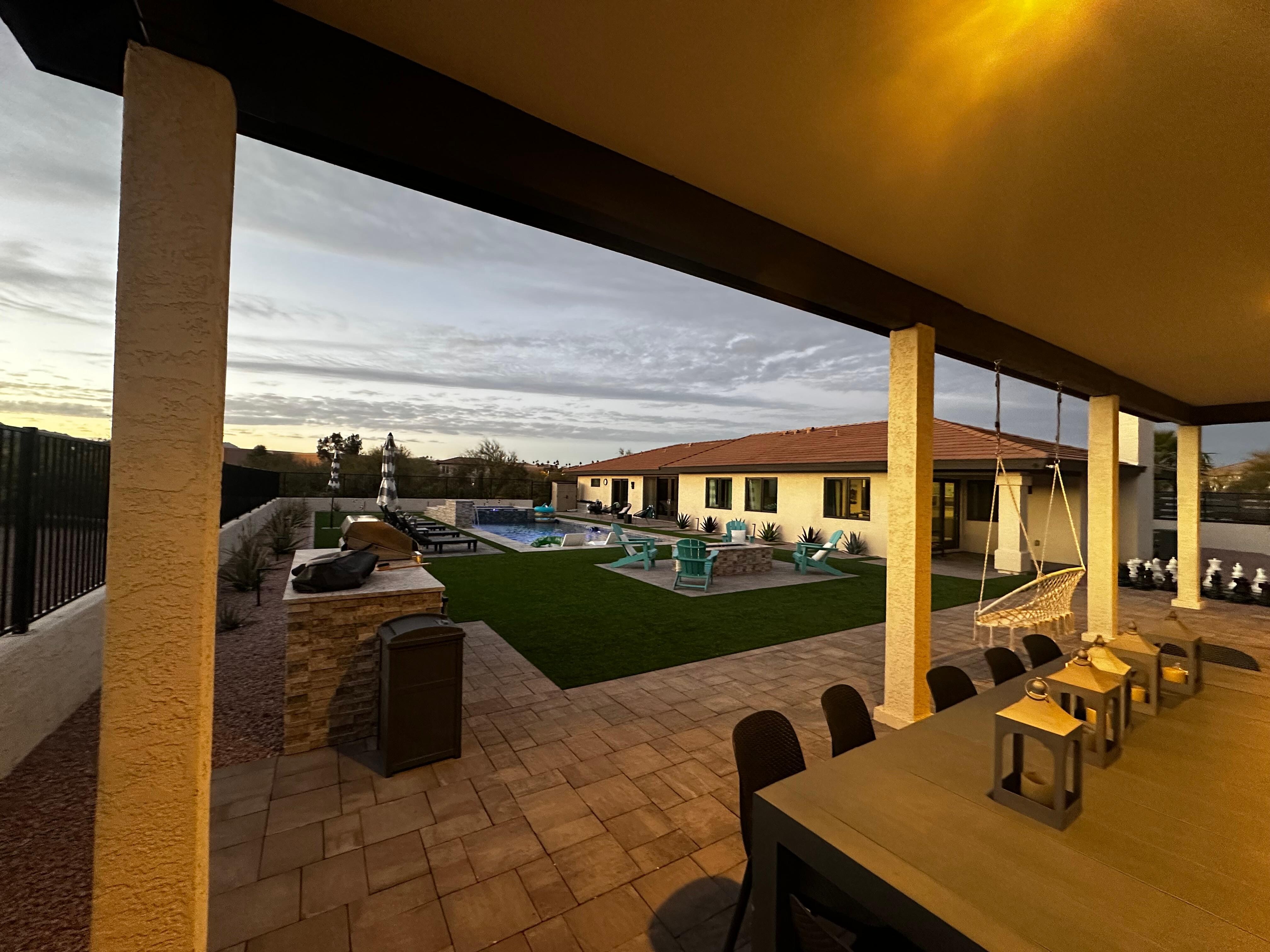 The outdoor layout is wonderful for gathering as a group or having one's own space 