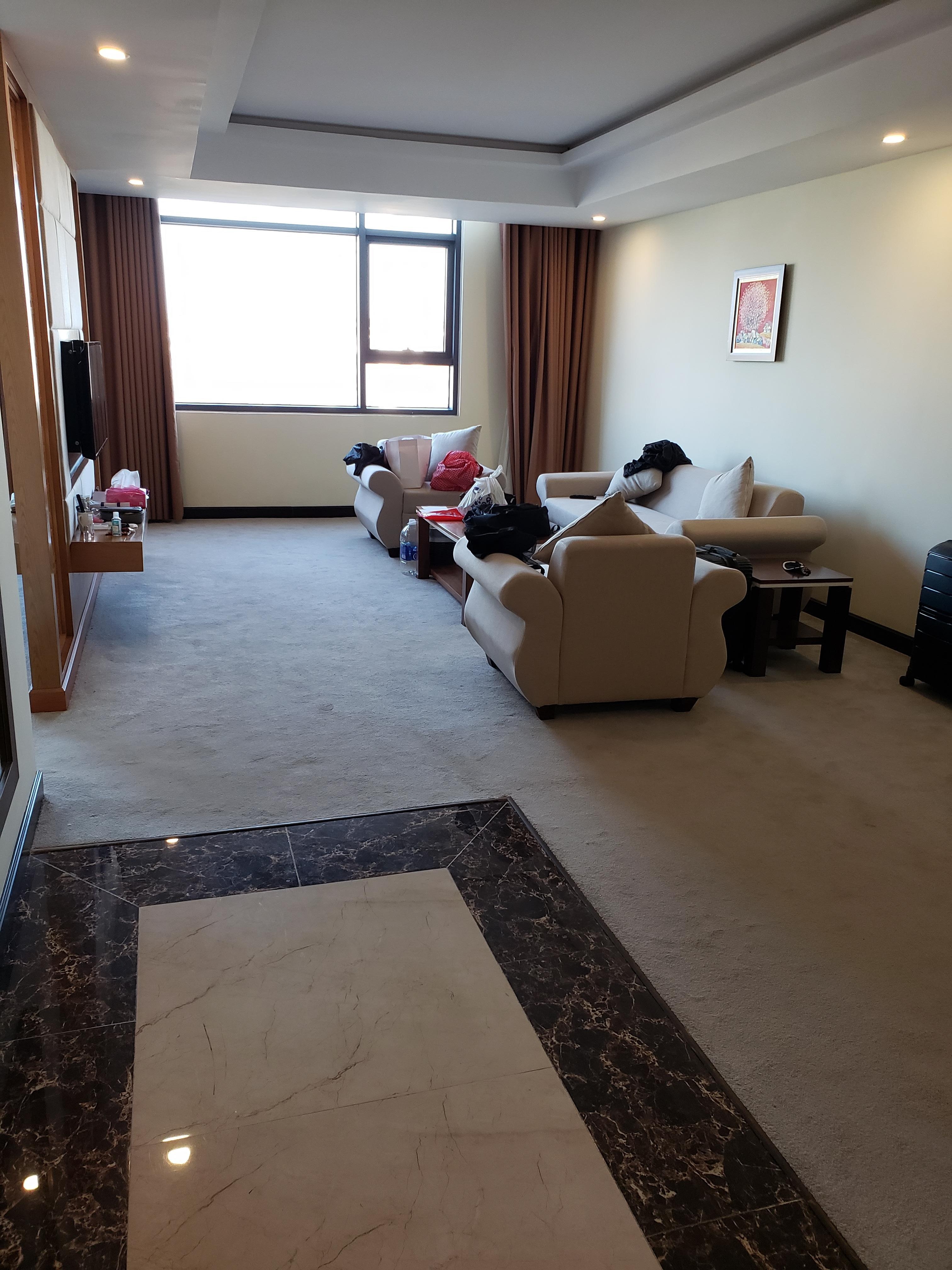 Living room window, glass not from floor to ceiling as advertised.