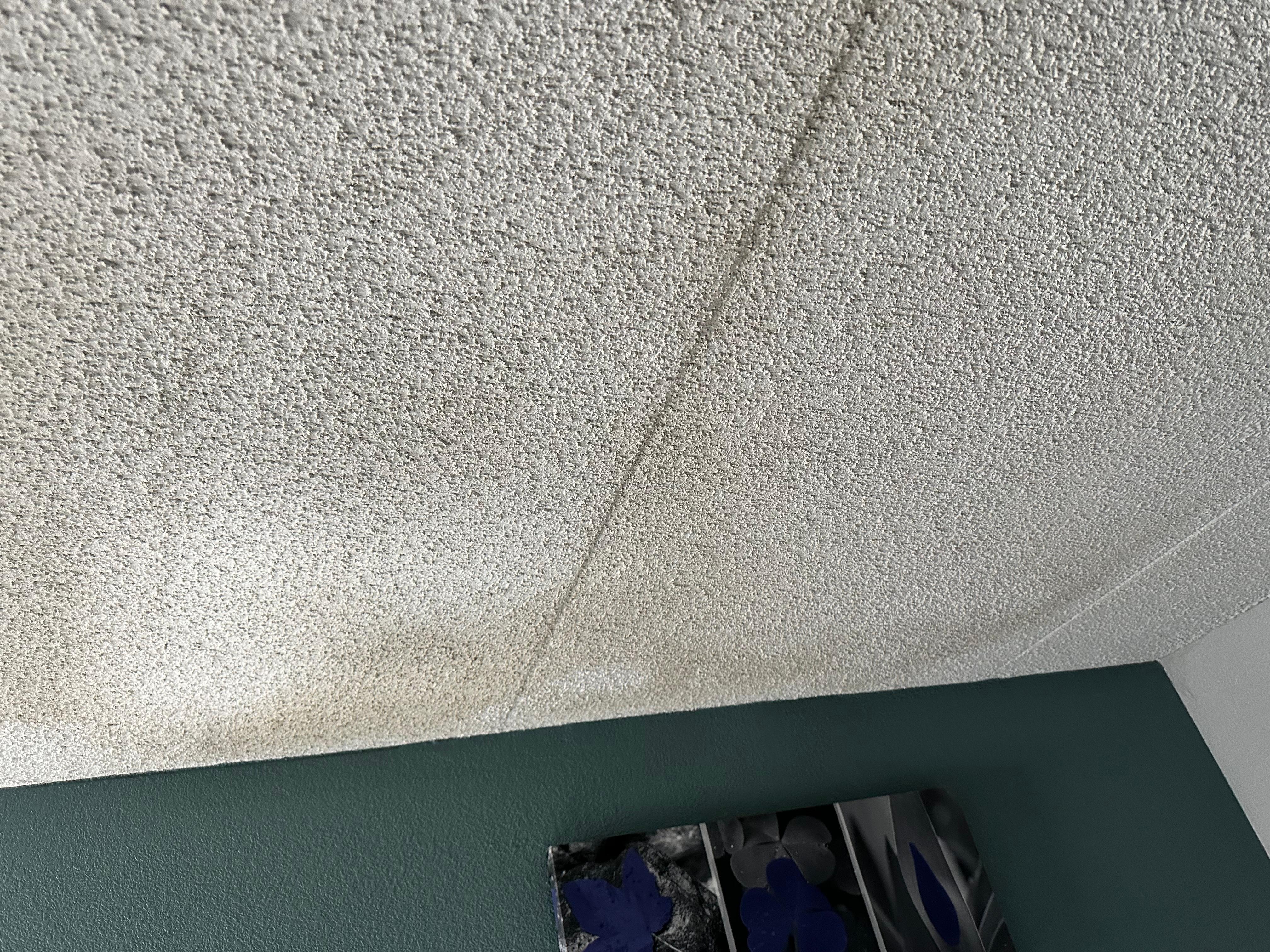 Water stains from leaks in ceiling.