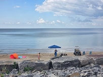 The beach was empty on Thursday at 4pm when we arrived.