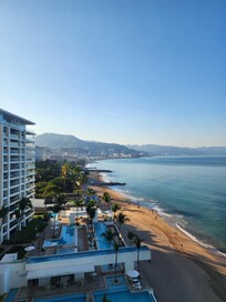 View down the beach from our balcony