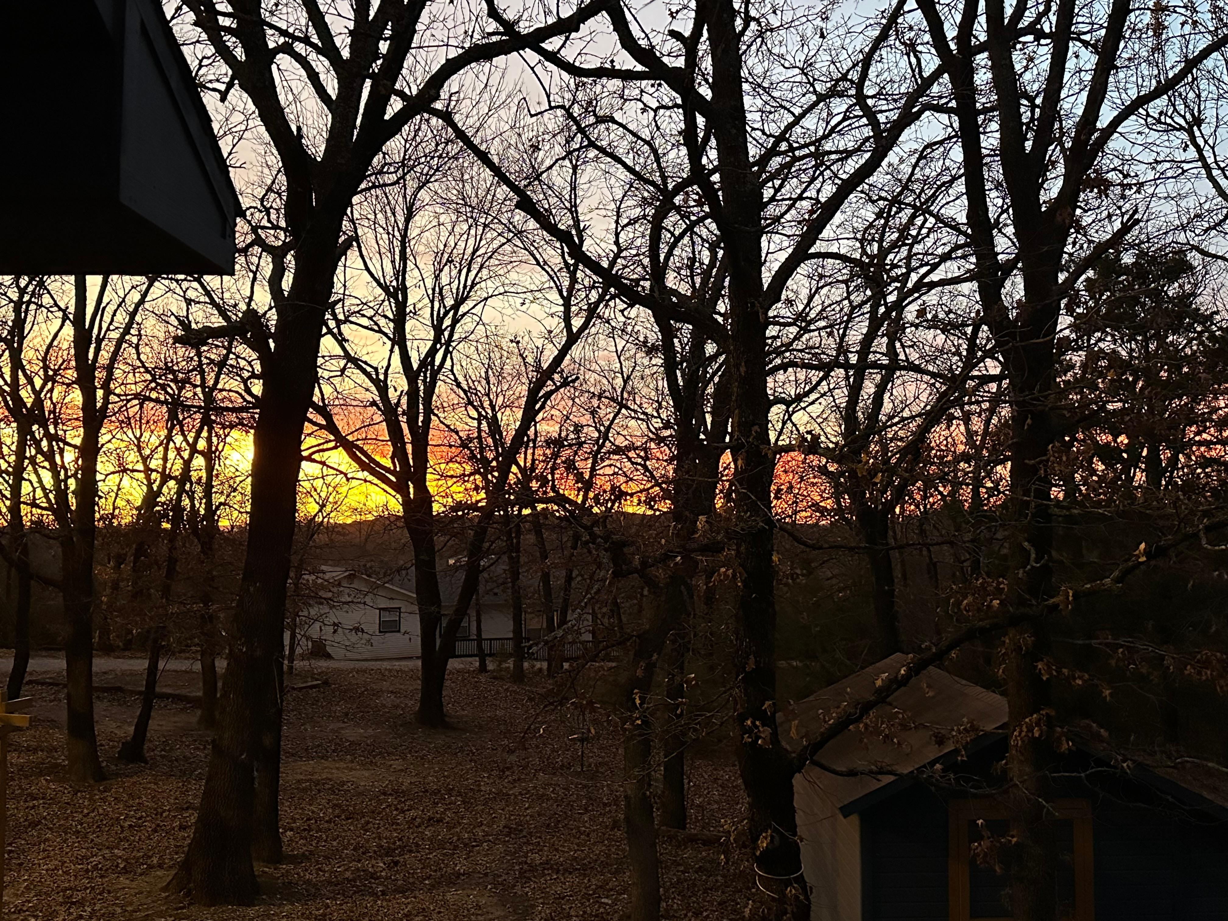Sunset through the kitchen window.  