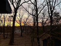 Sunset through the kitchen window.