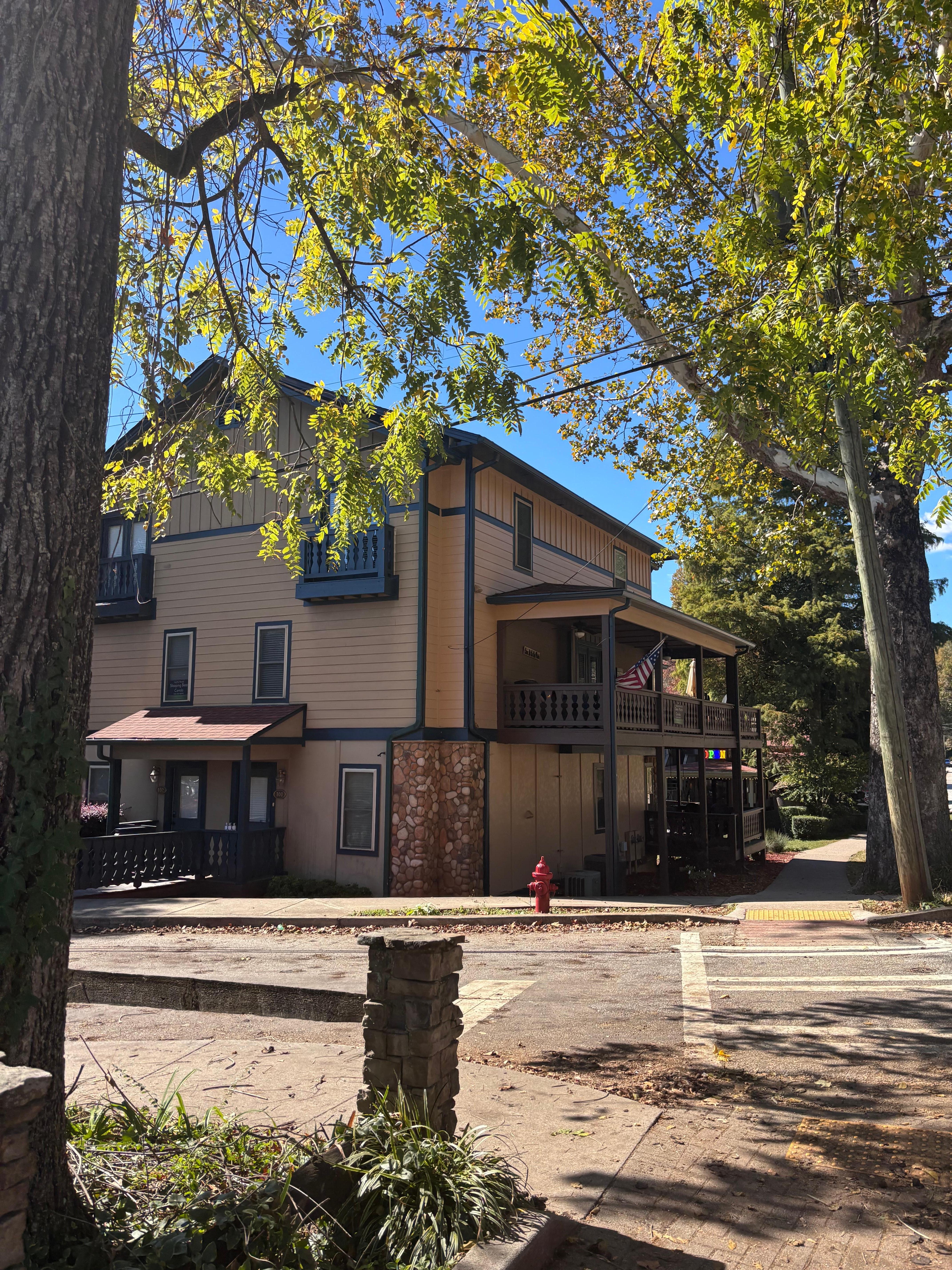 The condo as seen from across the side street