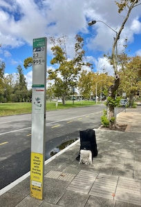 Busstop outside the hotel