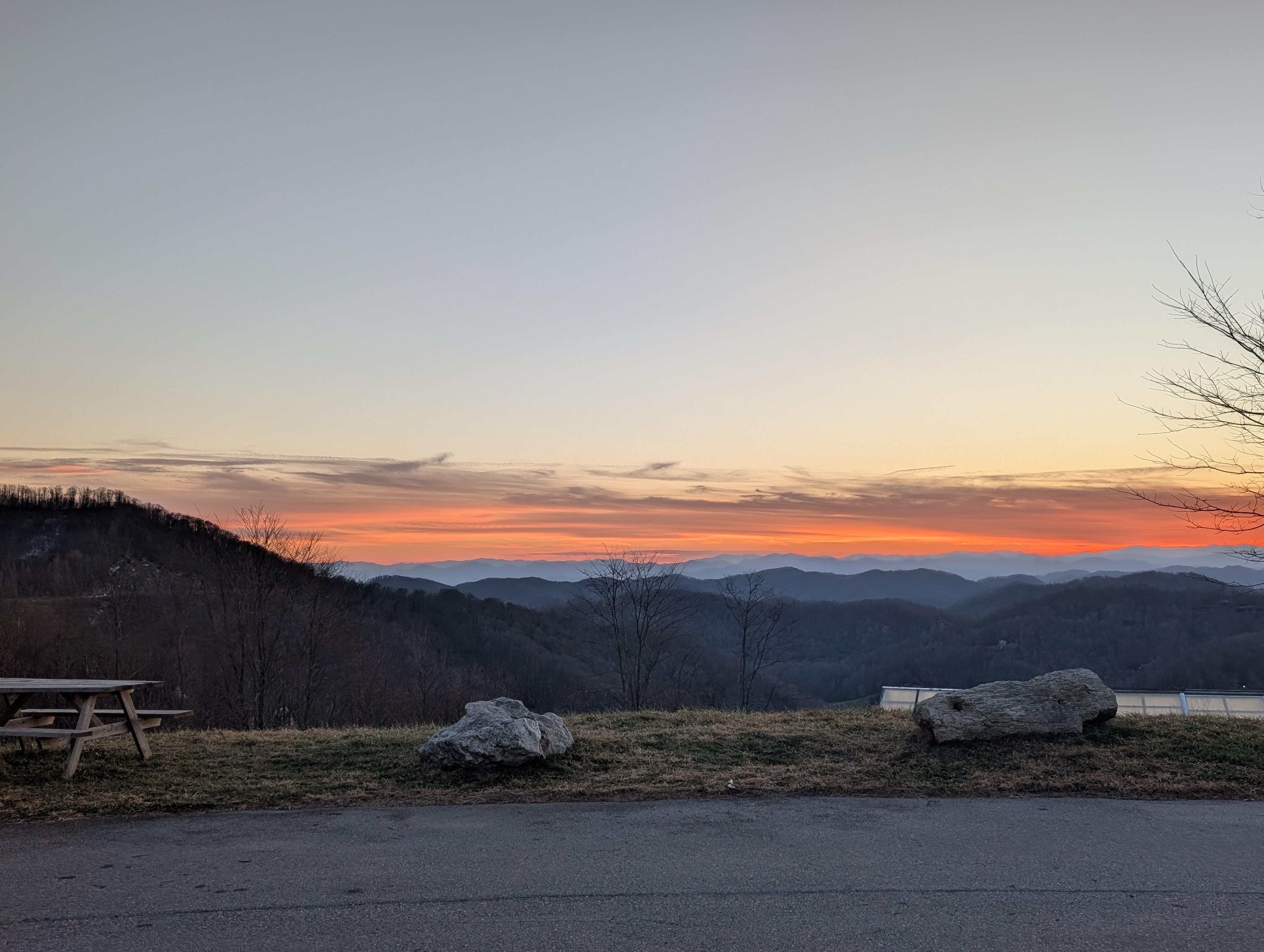 View from the parking lot at the top of the mountain 