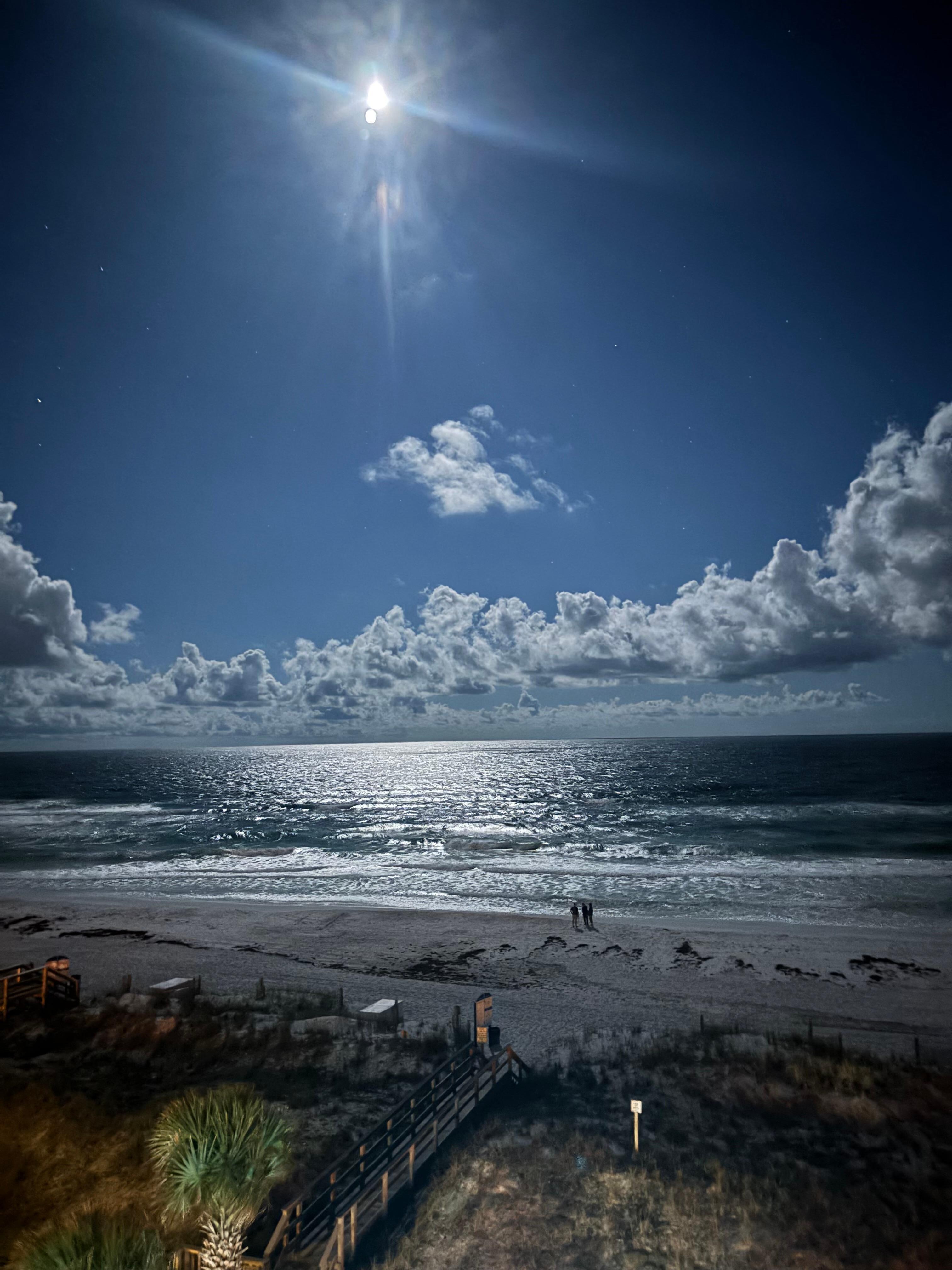 Moonlight reflecting on the water. 