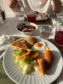 Breakfast with lots of fruits from good buffet