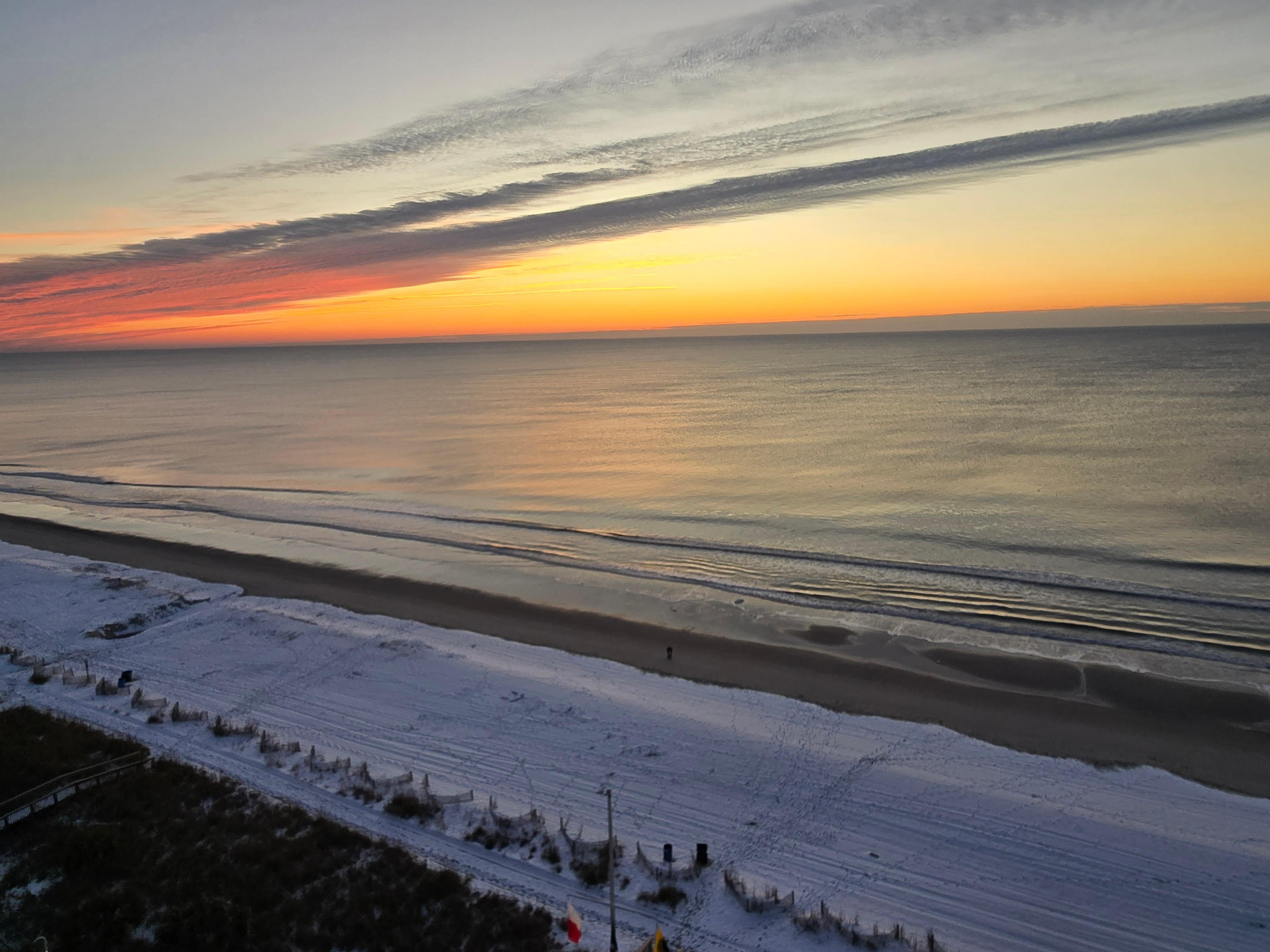 Snow on the beach Jan. 2025