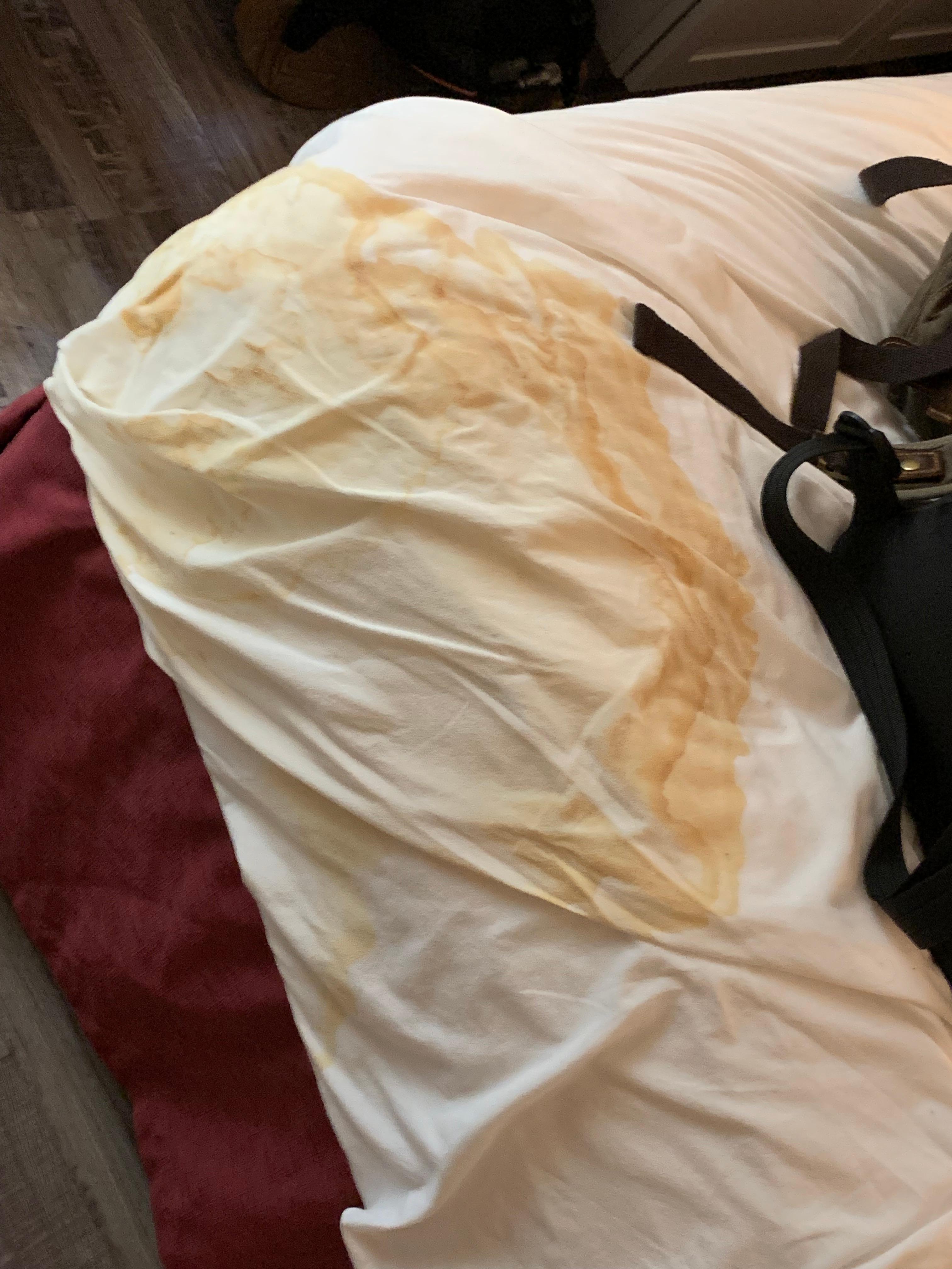 Rust stain on the bed sheets