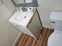 Broken bathroom sink.