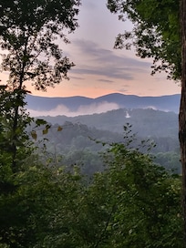 Sunrise over valley in neighborhood.