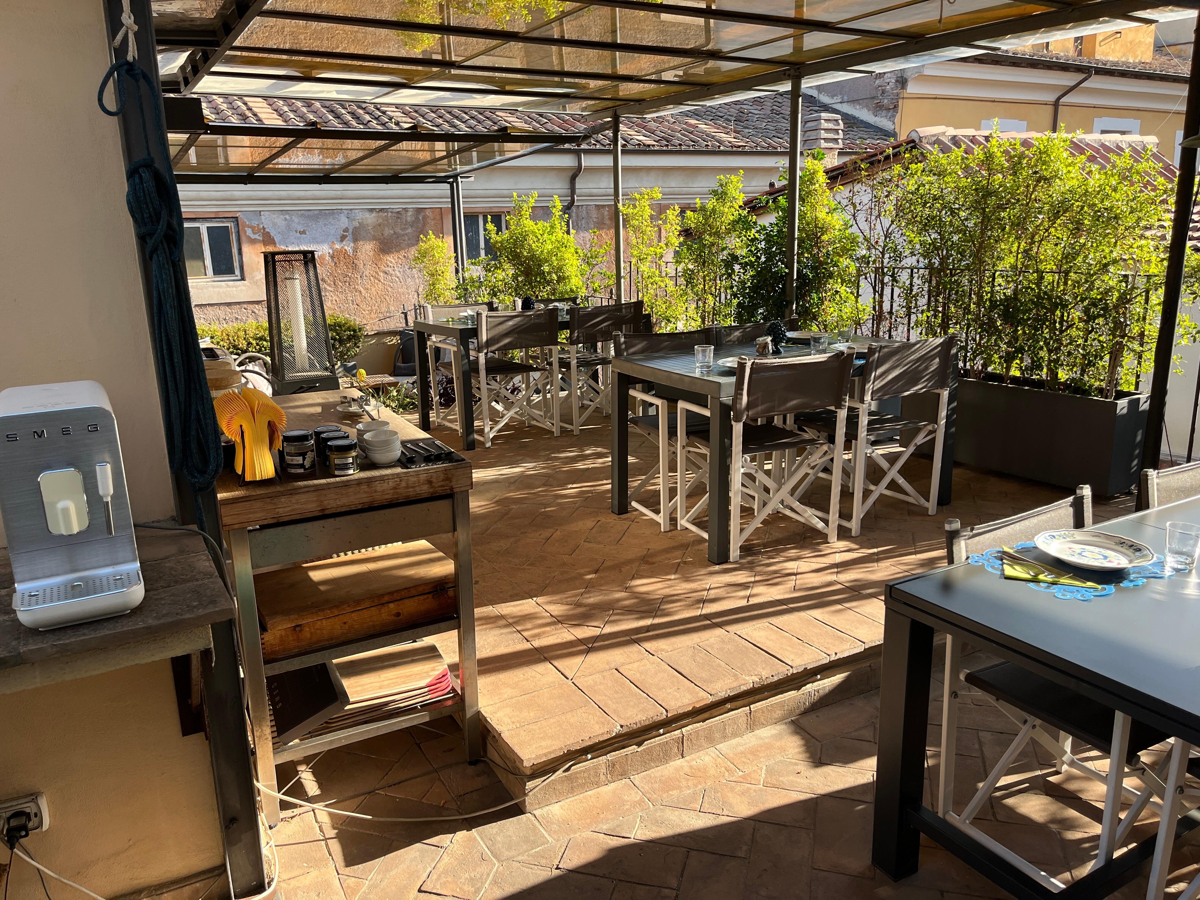 Rooftop seating for breakfast and any time you like to just relax