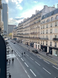 View from room with balcony at front of hotel