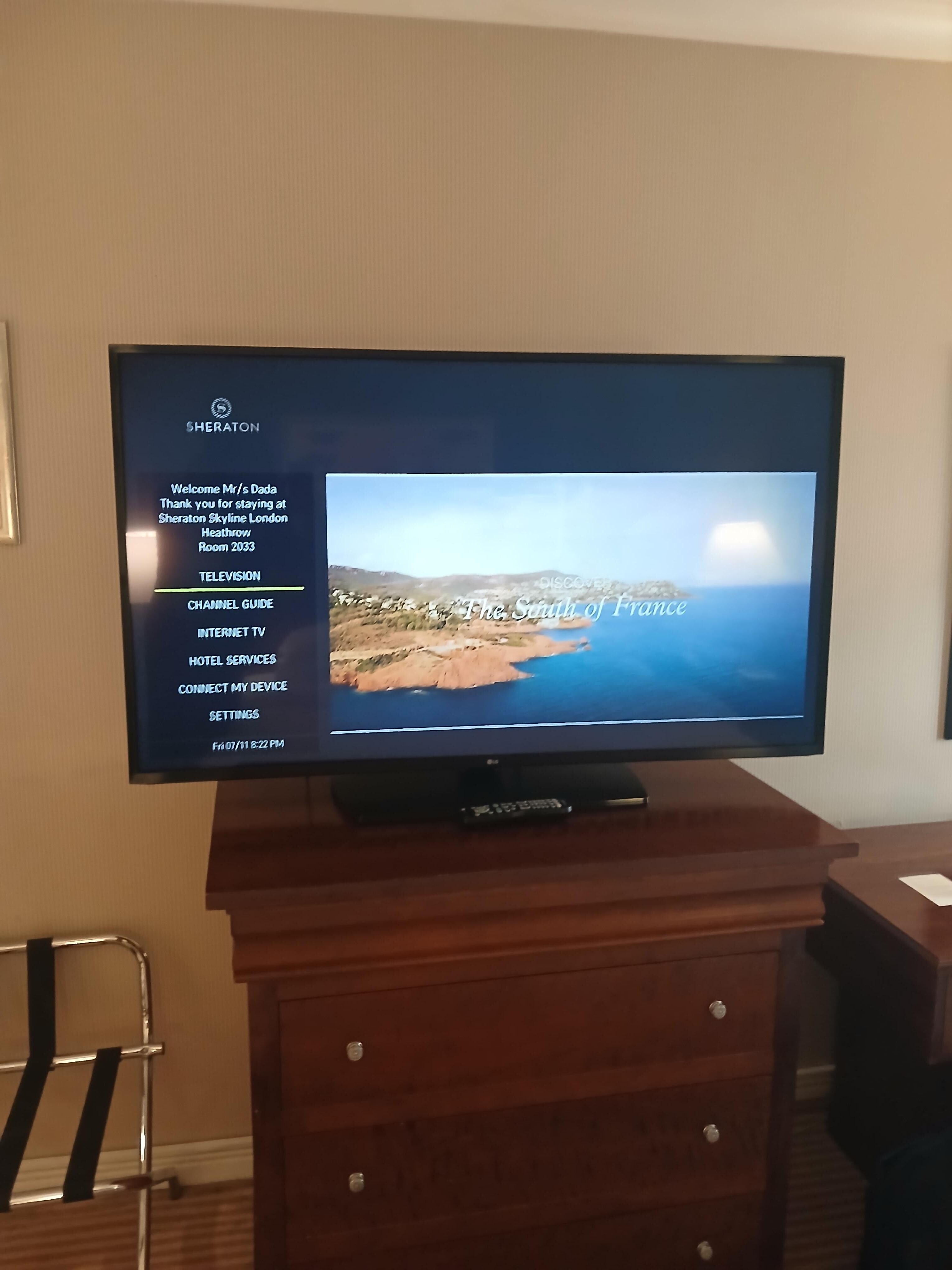 The customised tv remains there for the whole 10 nights