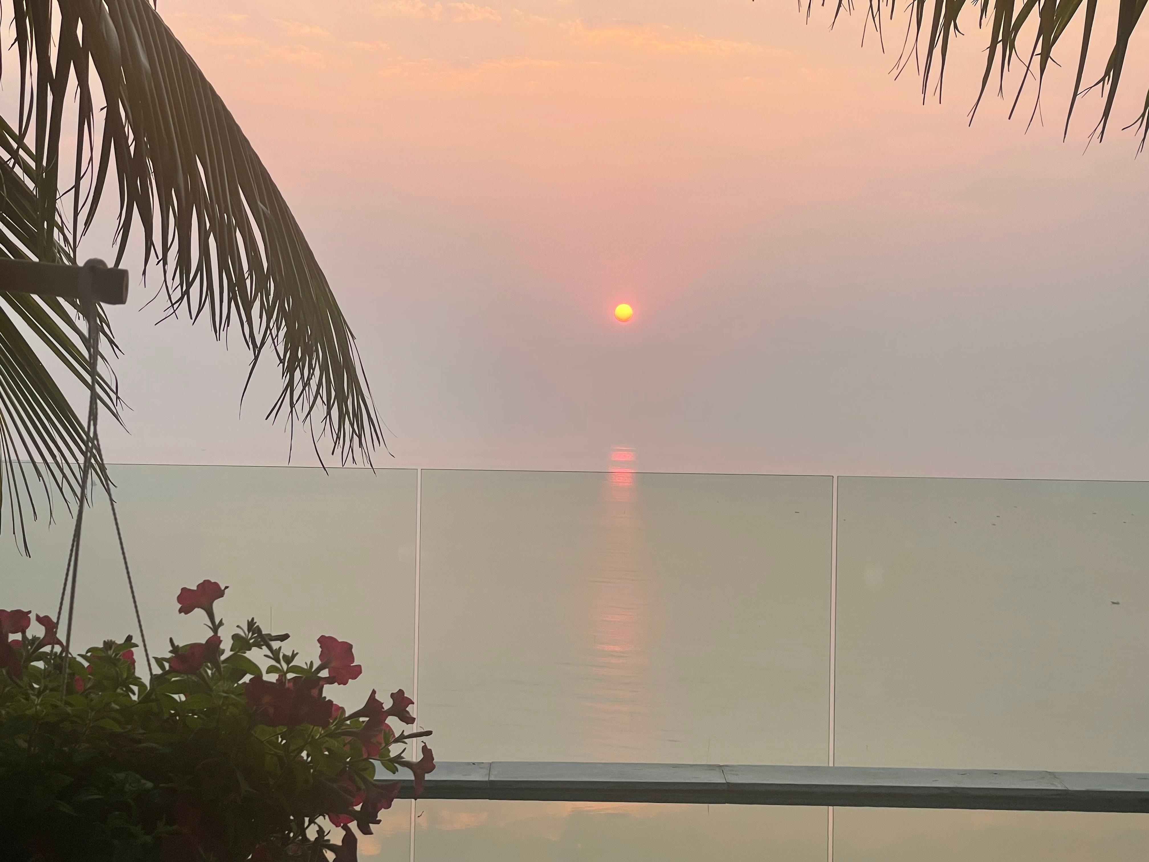 Sunrise from rooftop pool