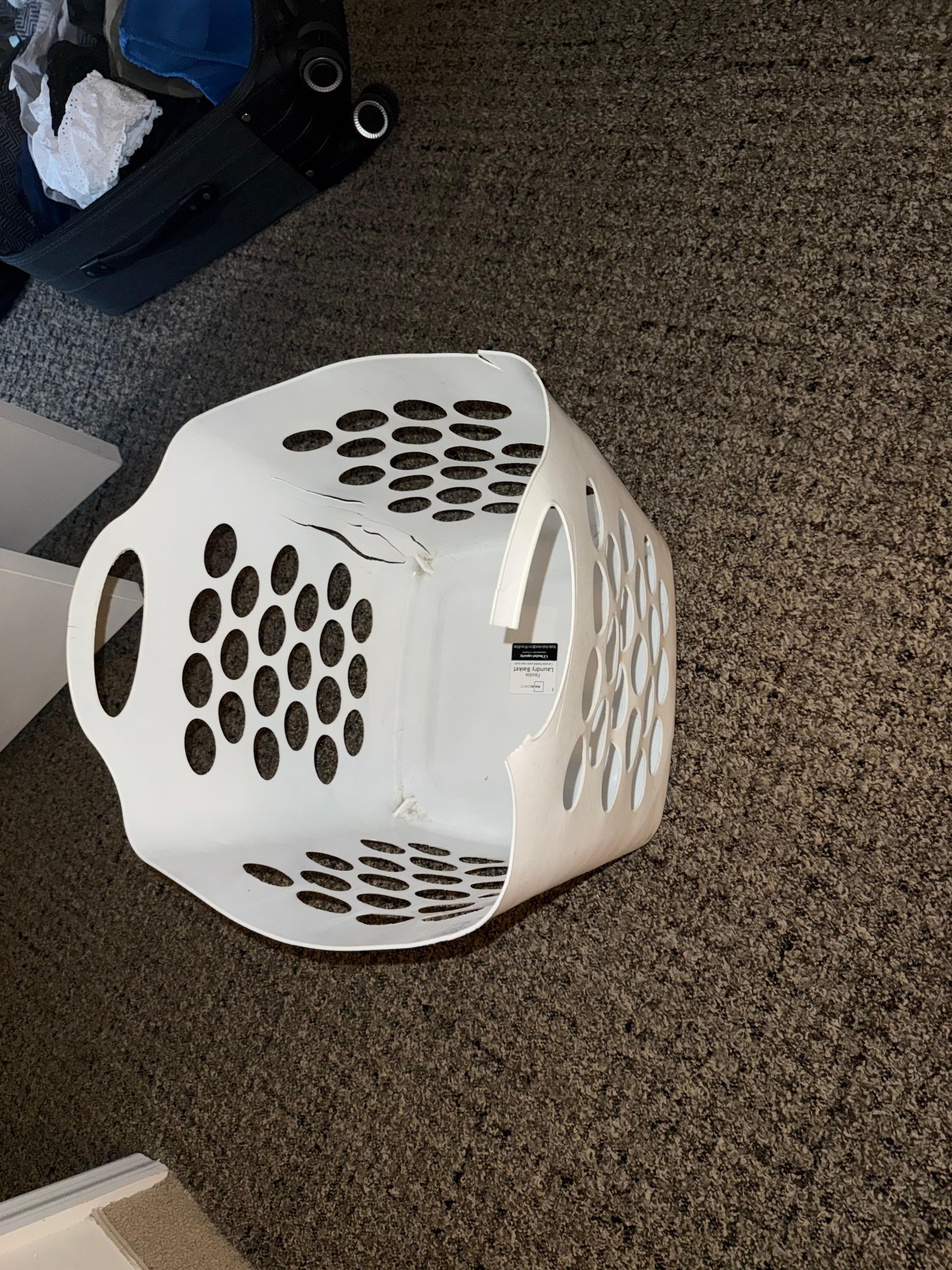 Broke down dirty laundry basket. 