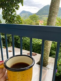 The best way to start the day: drinking the best coffee in the world with a great view and the sound of the birds from my balcony!