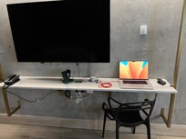 On couch looking at the "desk".