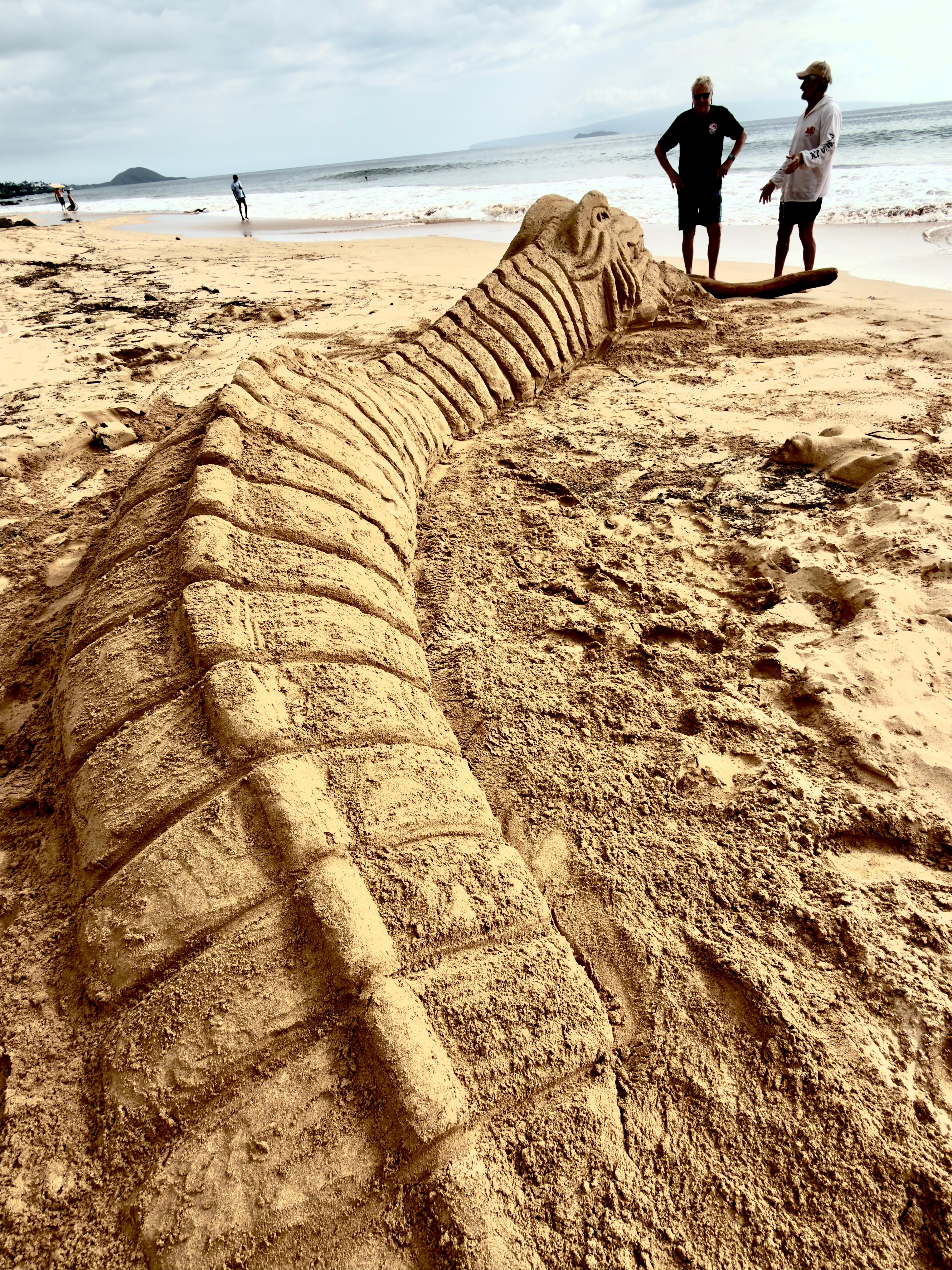 Our sea monster took 2 days and was the tide started reclaiming
Him Just As We Finished. He was almost 70 ft. Long
