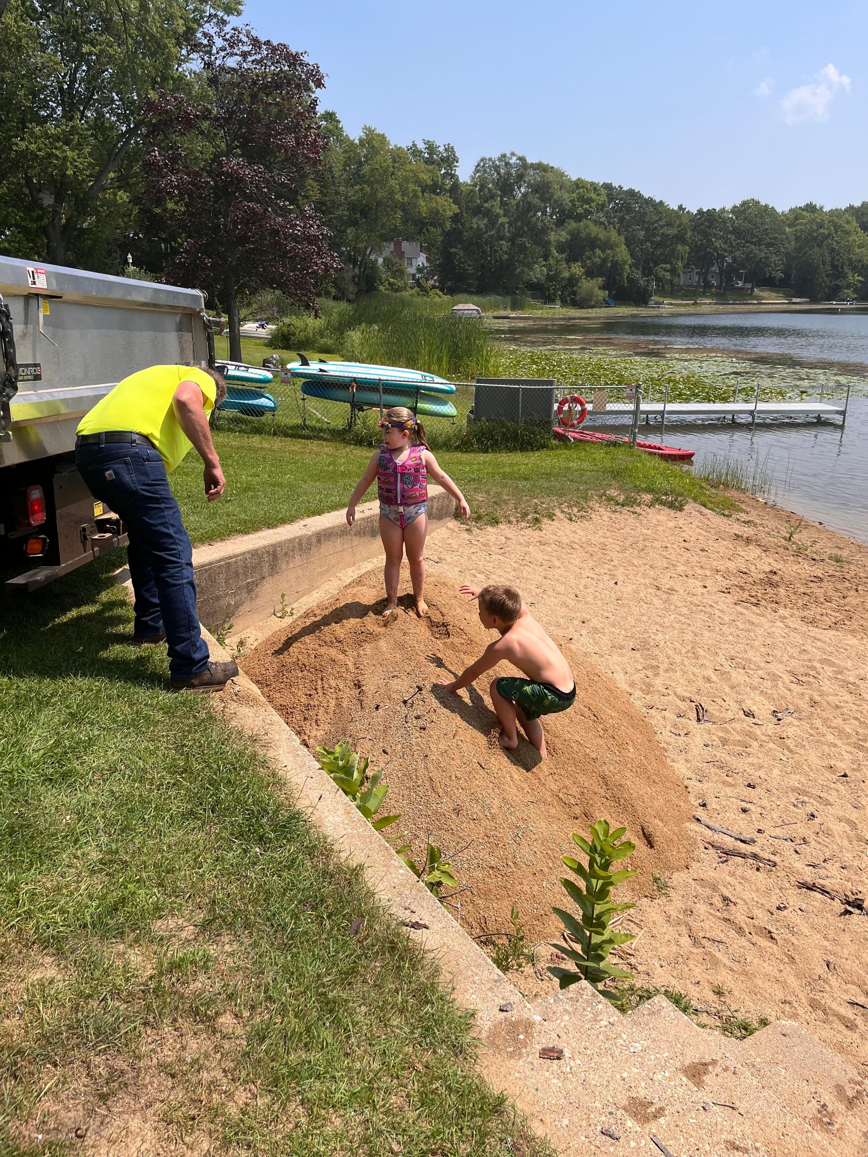 The village actually brought new sand just for them!