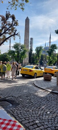 View of the Blue Mosque from breakfast area outside hotel