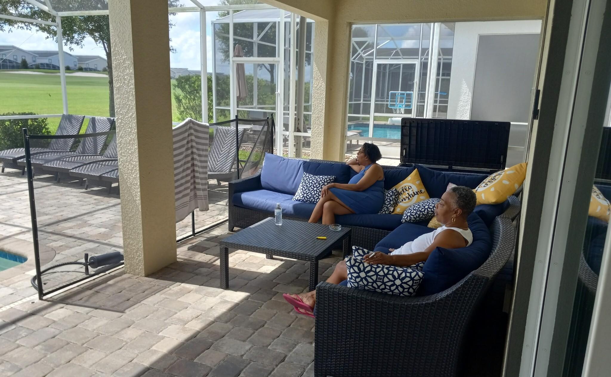 Relaxing in the lanai