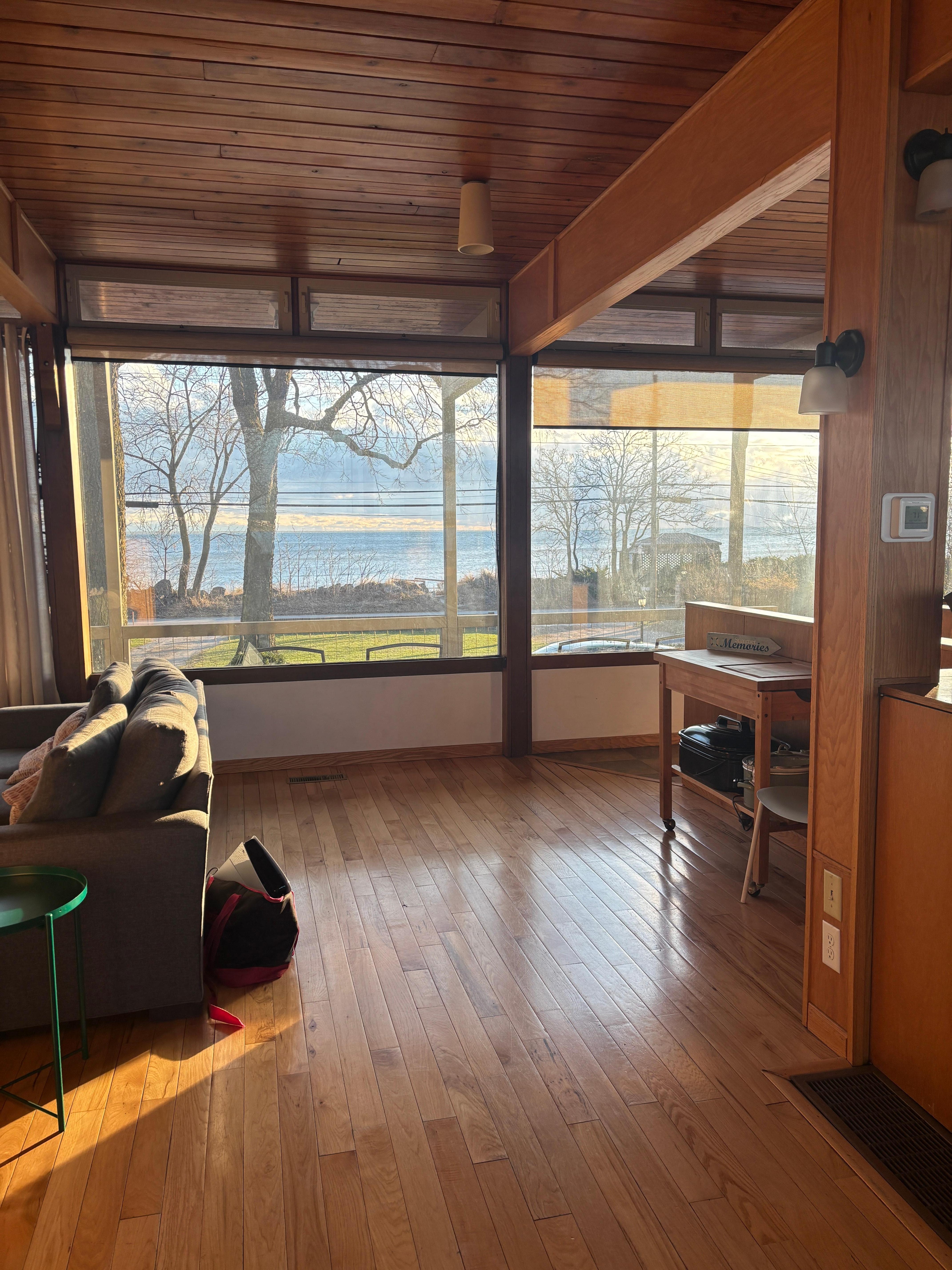 view of Lake Erie on a partially cloudy winter day. 