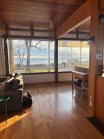 view of Lake Erie on a partially cloudy winter day.