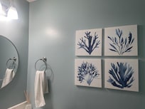 Downstairs bathroom. Looks like it was recently remodeled and very convenient.