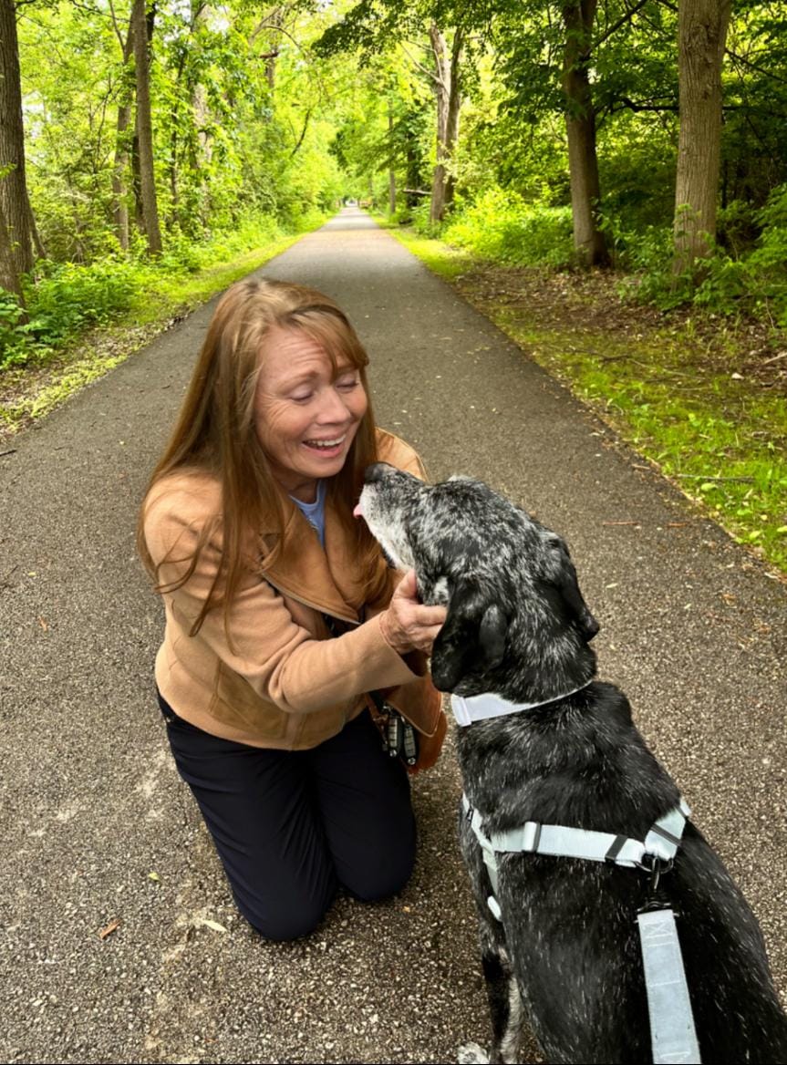 So many beautiful, riverside walkways, paved, and cleared for spending family time, including the dog. This was the best part.