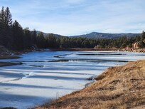 Almost completely frozen lake