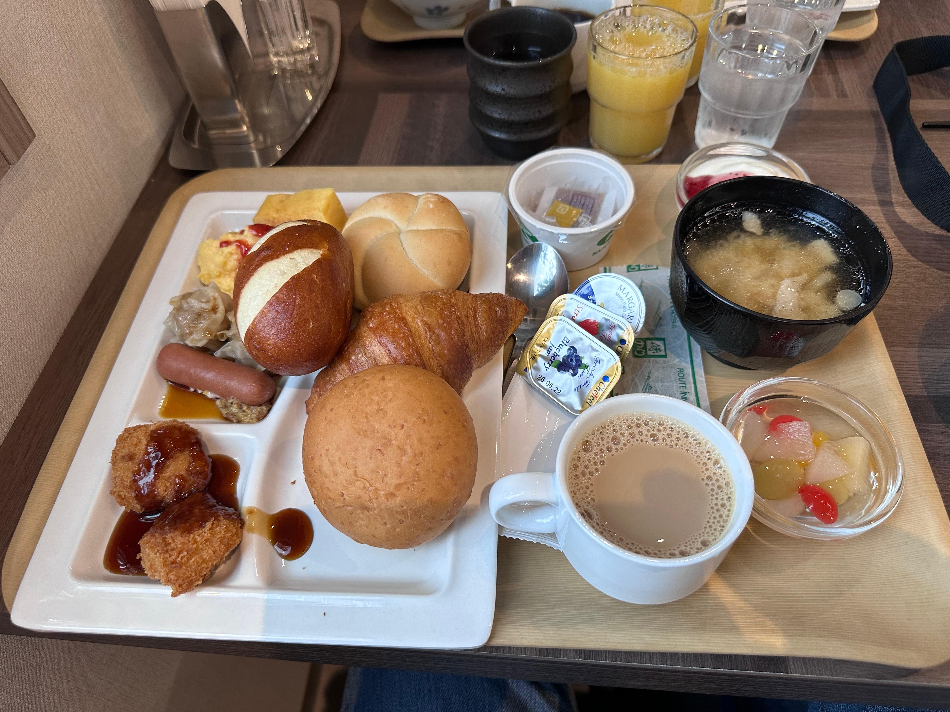 朝食ビュッフェ。工夫が感じられました❤️