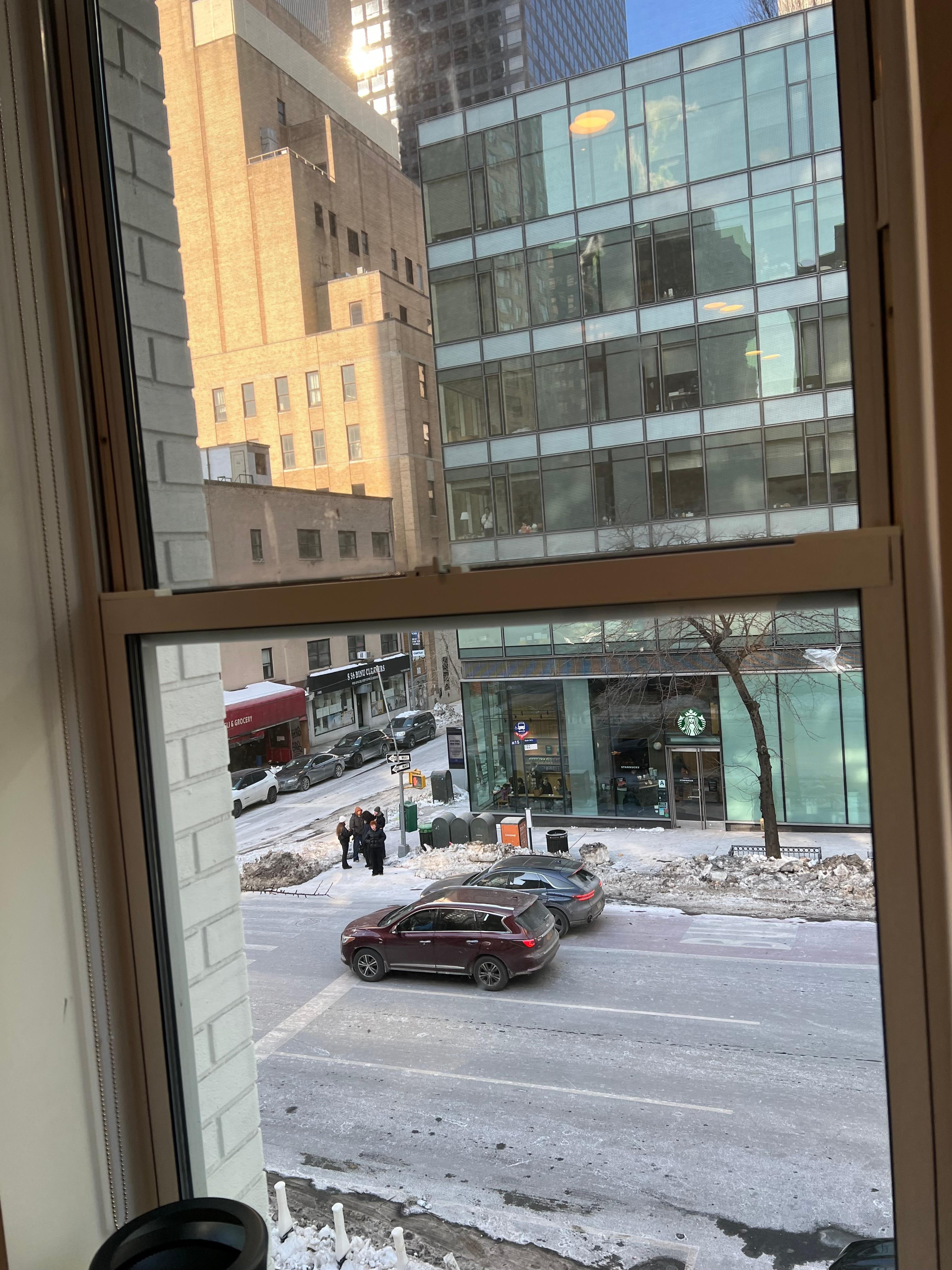 Right across from Starbucks! 