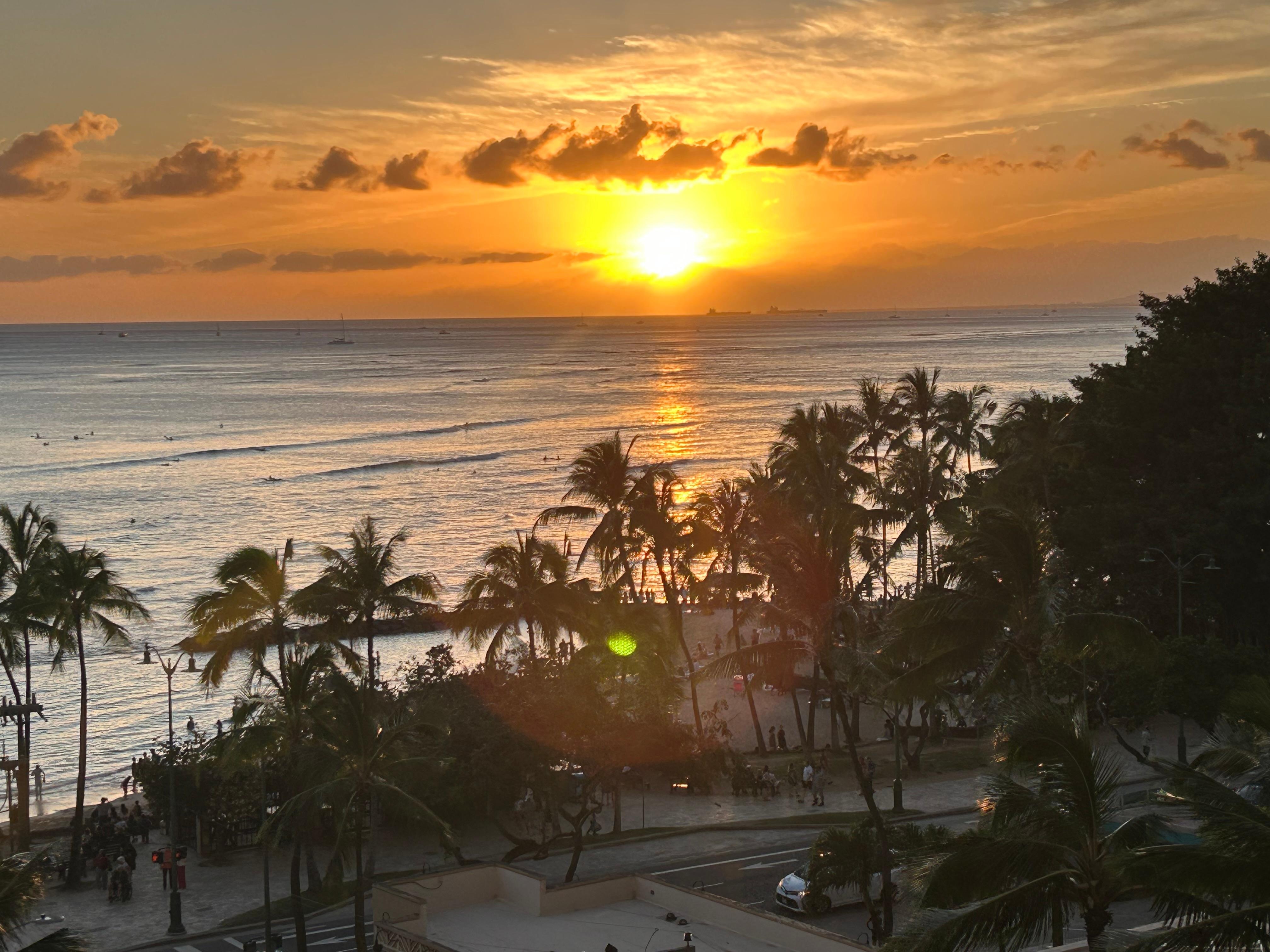 View of sunset from our balcony 