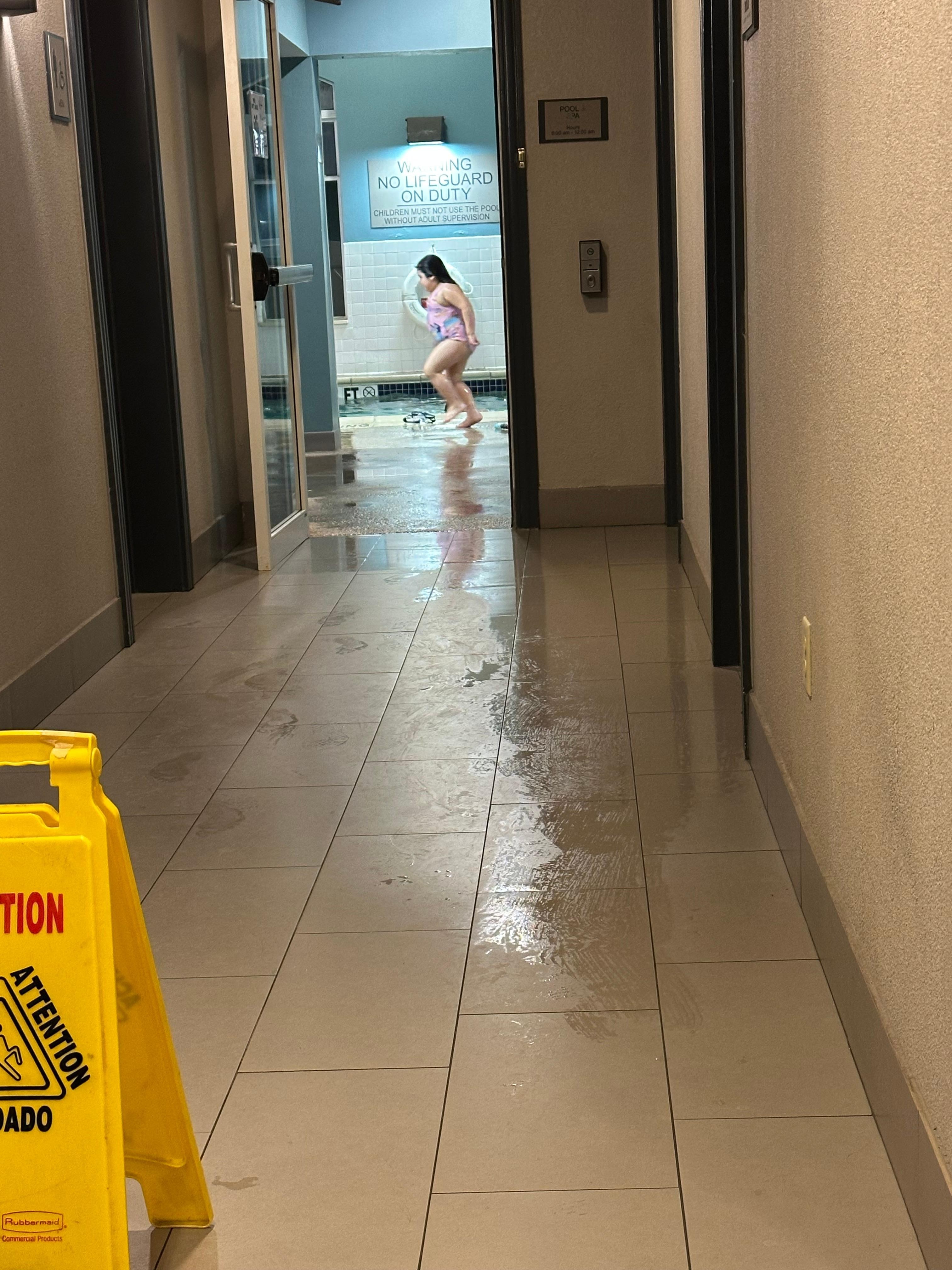 Floor was still soaked not even dried.