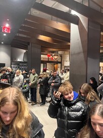 No disclosure that you need to be 21 to get up to that bar. 50% of the elevators are dedicated at night to the bar. And the lobby was packed like this almost every hour of the day.