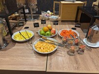 Buffet is rich especially with yummy fruits.