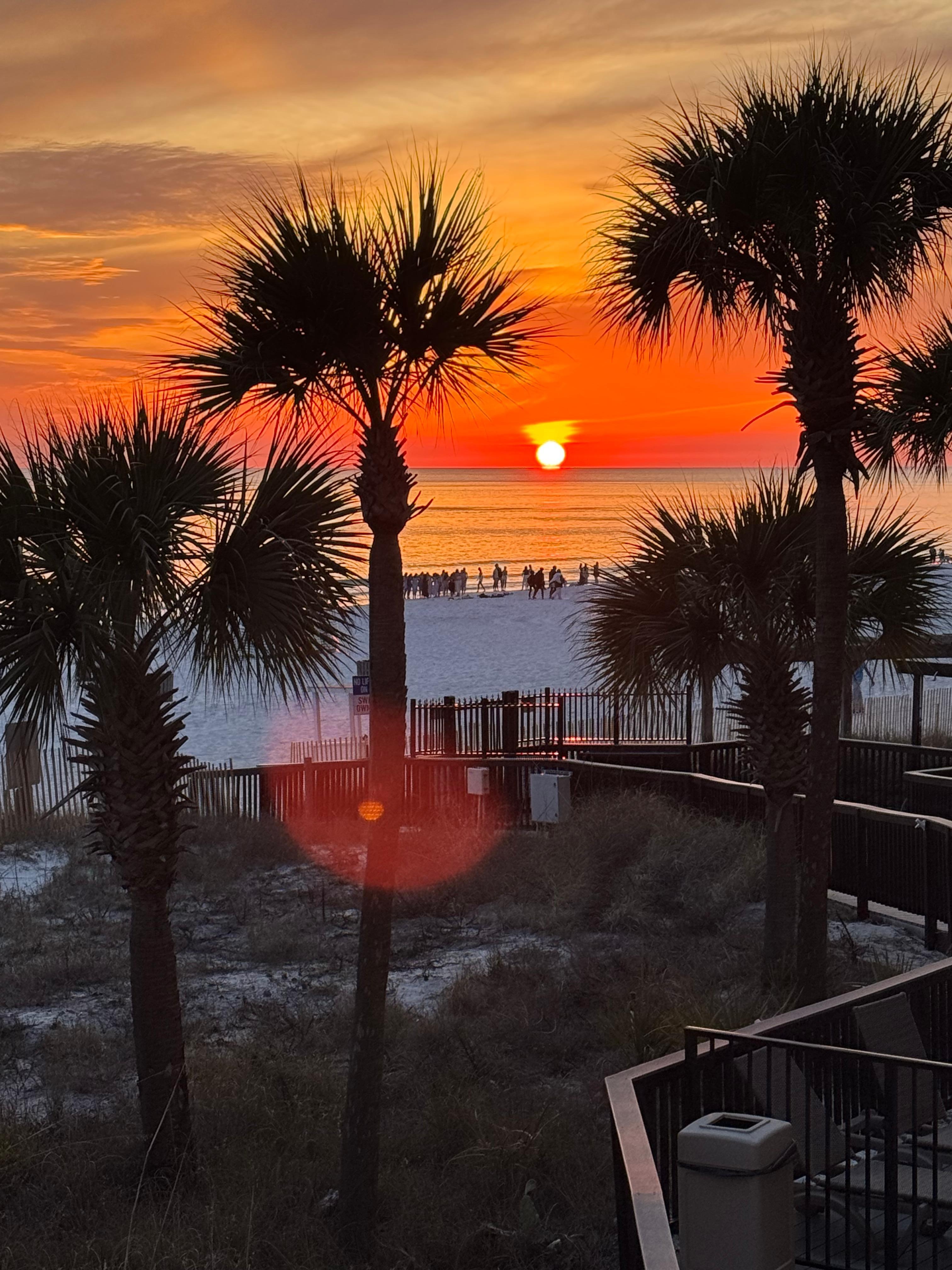 View of the sunset from the balcony. 
