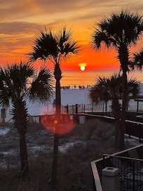 View of the sunset from the balcony.
