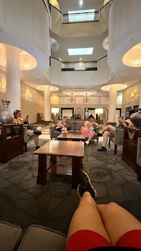 Waiting in the lobby.