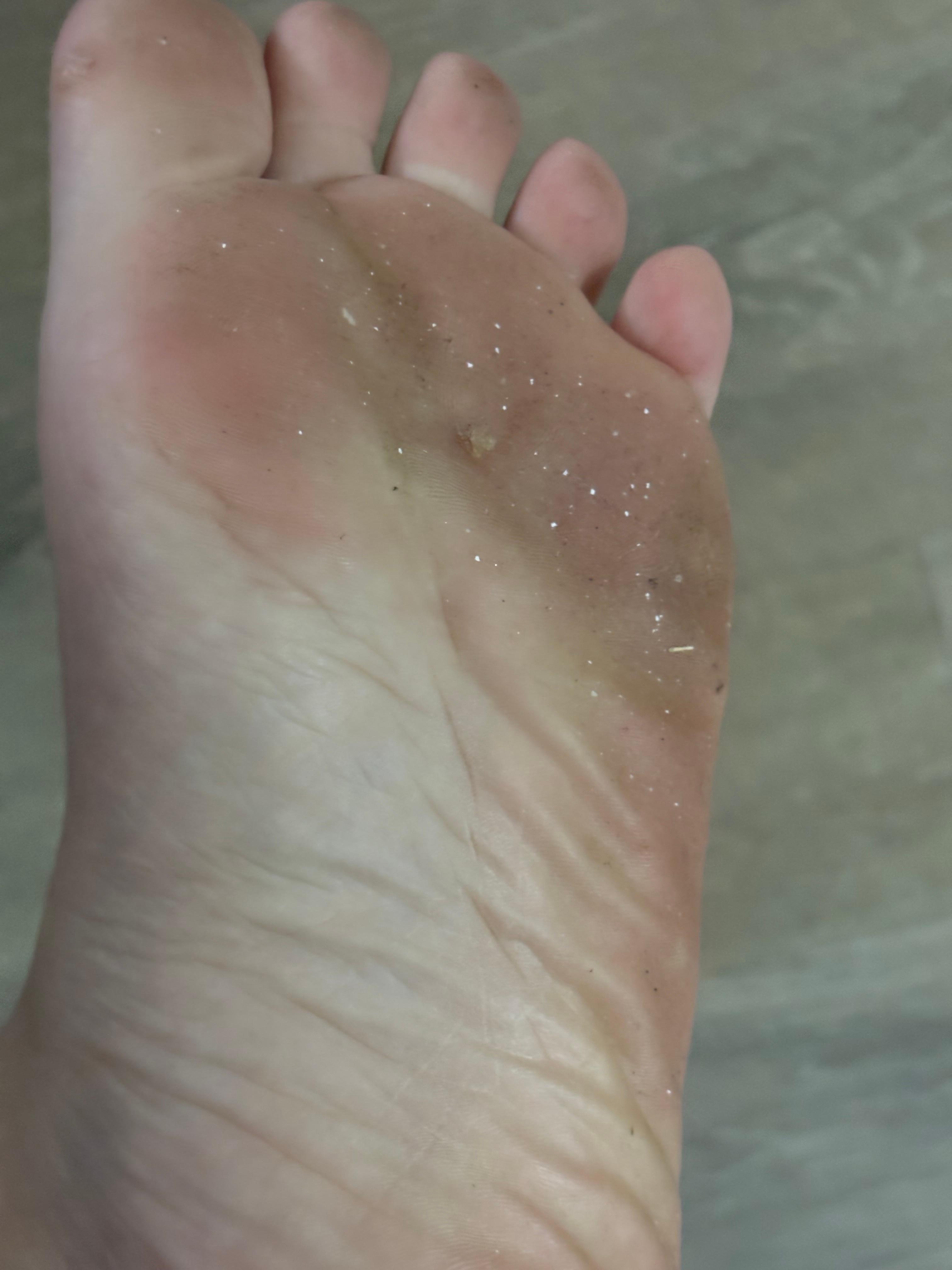 After walking on the floor in the room. So nasty! Ended up wearing shoes the rest of the time.